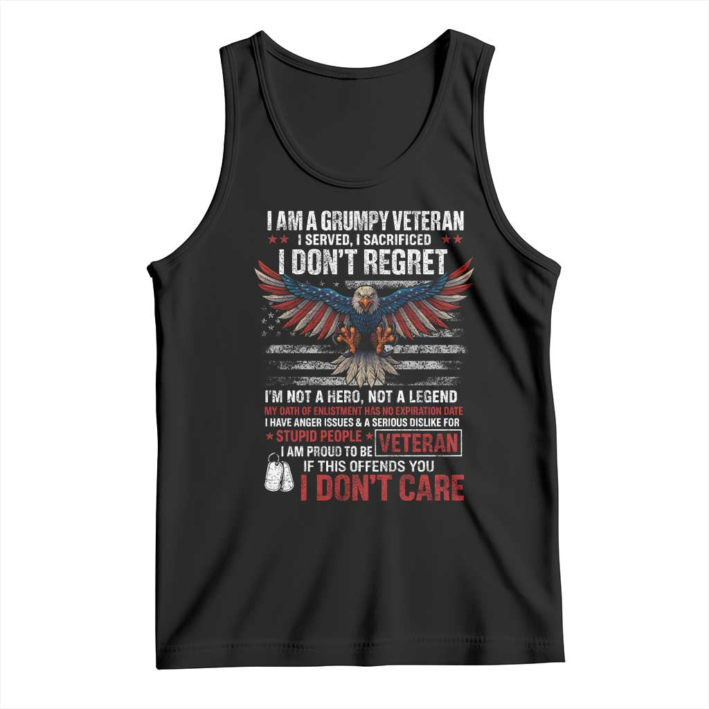 I Am A Grumpy Veteran I Served I Sacrificed I Dont Regret Tank Top American Flag Bald Eagle - Wonder Print Shop