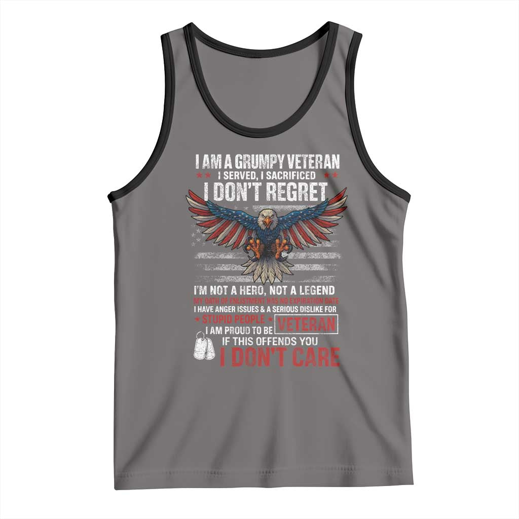 I Am A Grumpy Veteran I Served I Sacrificed I Dont Regret Tank Top American Flag Bald Eagle - Wonder Print Shop