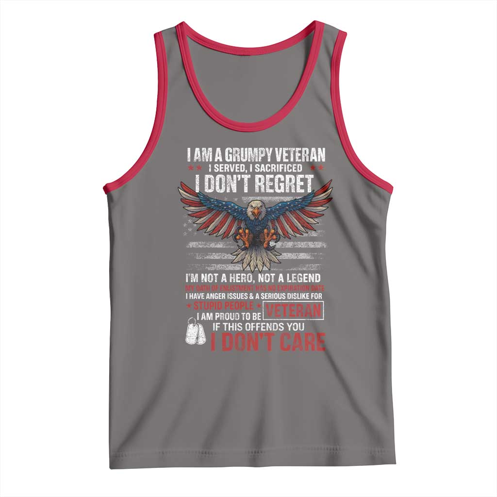 I Am A Grumpy Veteran I Served I Sacrificed I Dont Regret Tank Top American Flag Bald Eagle - Wonder Print Shop