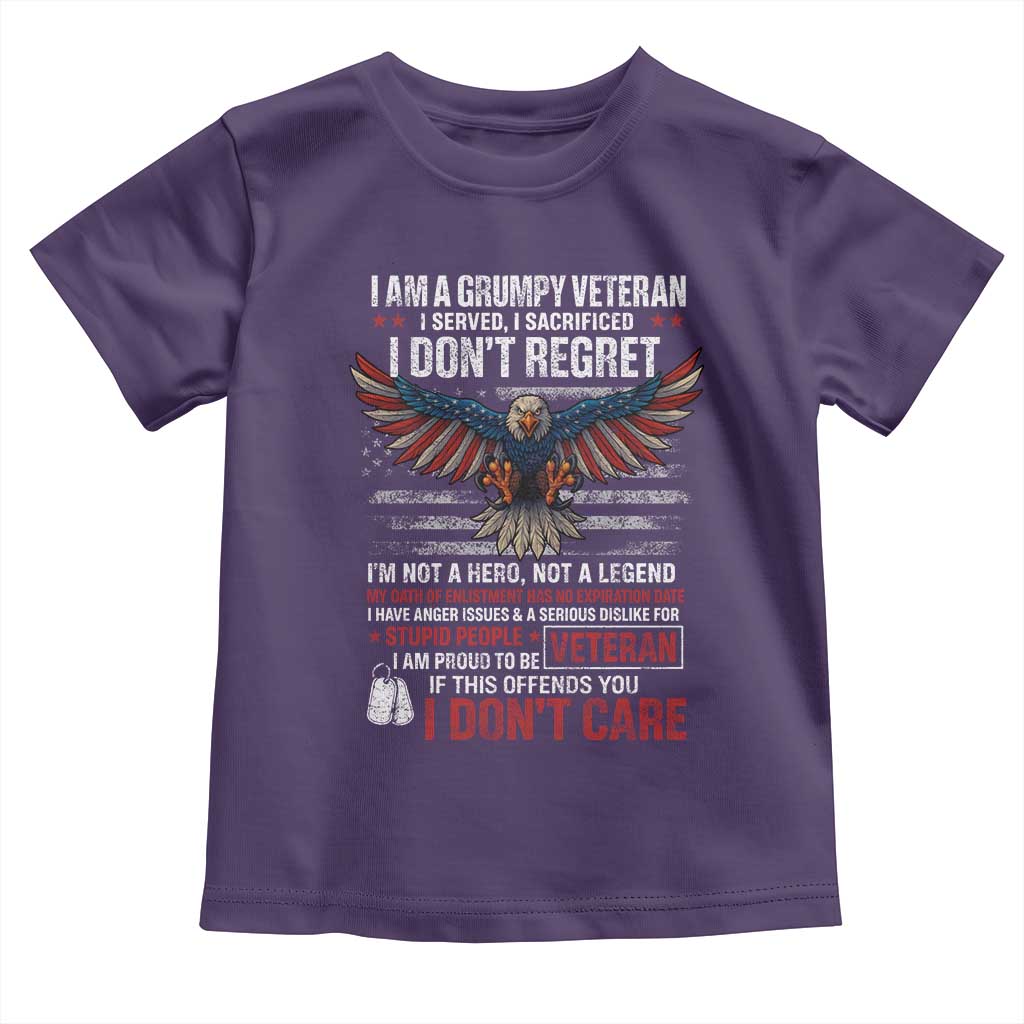 I Am A Grumpy Veteran I Served I Sacrificed I Dont Regret Toddler T Shirt American Flag Bald Eagle - Wonder Print Shop