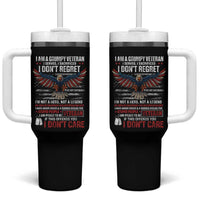 I Am A Grumpy Veteran I Served I Sacrificed I Dont Regret Tumbler With Handle American Flag Bald Eagle - Wonder Print Shop