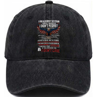 I Am A Grumpy Veteran I Served I Sacrificed I Dont Regret Washed Cotton Baseball Cap American Flag Bald Eagle