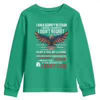 I Am A Grumpy Veteran I Served I Sacrificed I Dont Regret Youth Sweatshirt American Flag Bald Eagle - Wonder Print Shop
