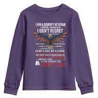 I Am A Grumpy Veteran I Served I Sacrificed I Dont Regret Youth Sweatshirt American Flag Bald Eagle - Wonder Print Shop