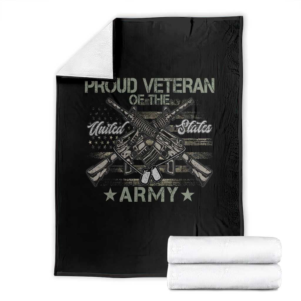 Proud Veteran Of The United States Army Throw Blanket USA Flag Camouflage - Wonder Print Shop