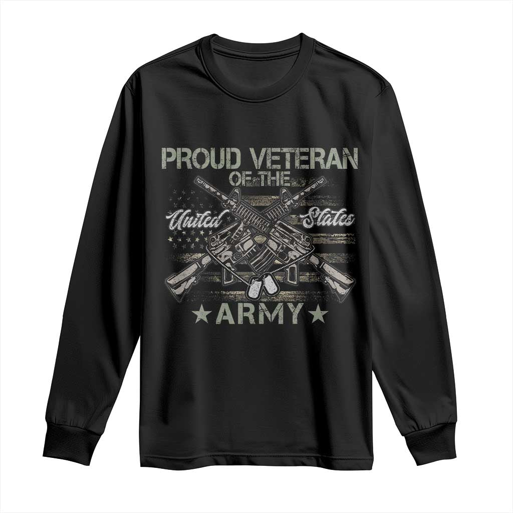 Proud Veteran Of The United States Army Long Sleeve Shirt USA Flag Camouflage - Wonder Print Shop