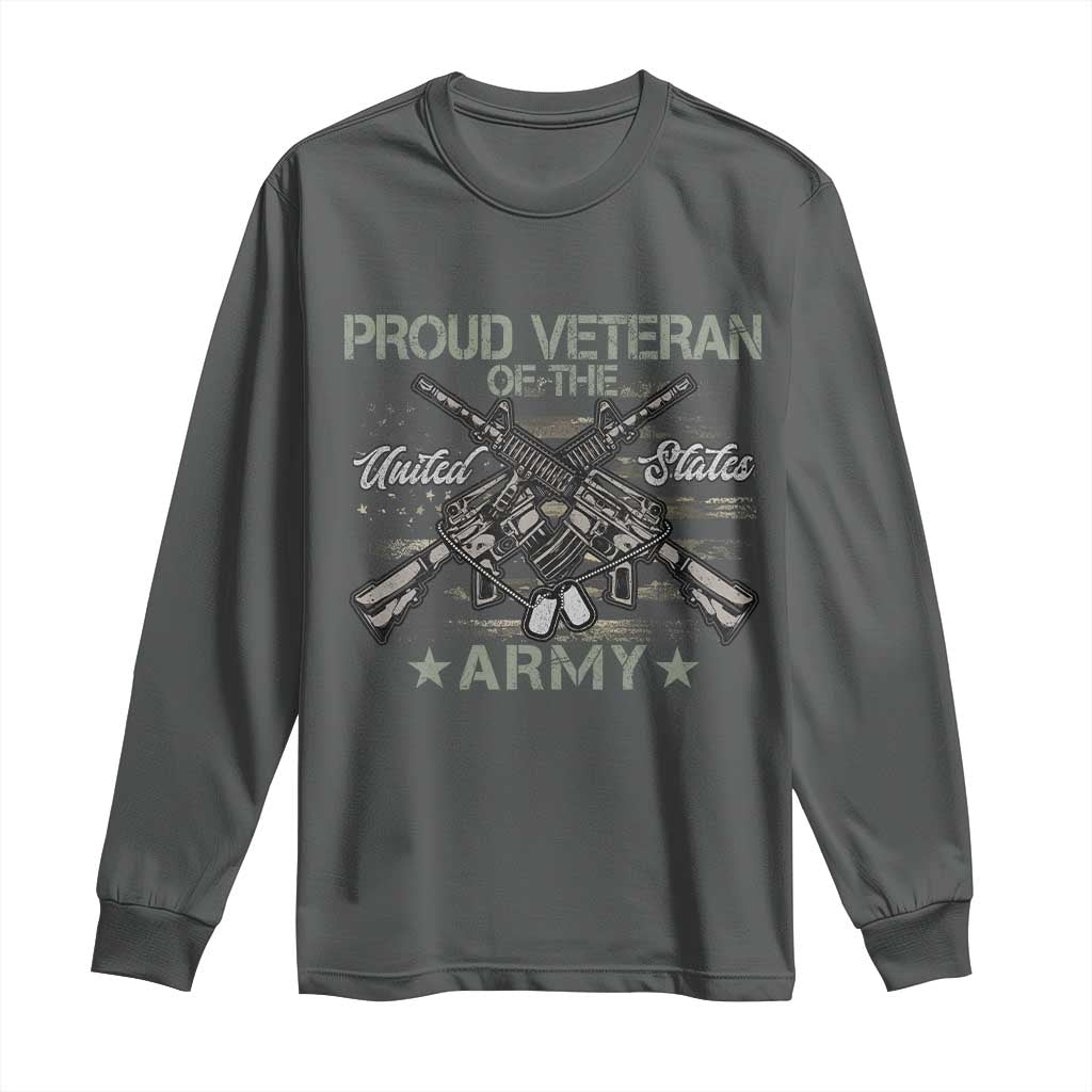 Proud Veteran Of The United States Army Long Sleeve Shirt USA Flag Camouflage - Wonder Print Shop