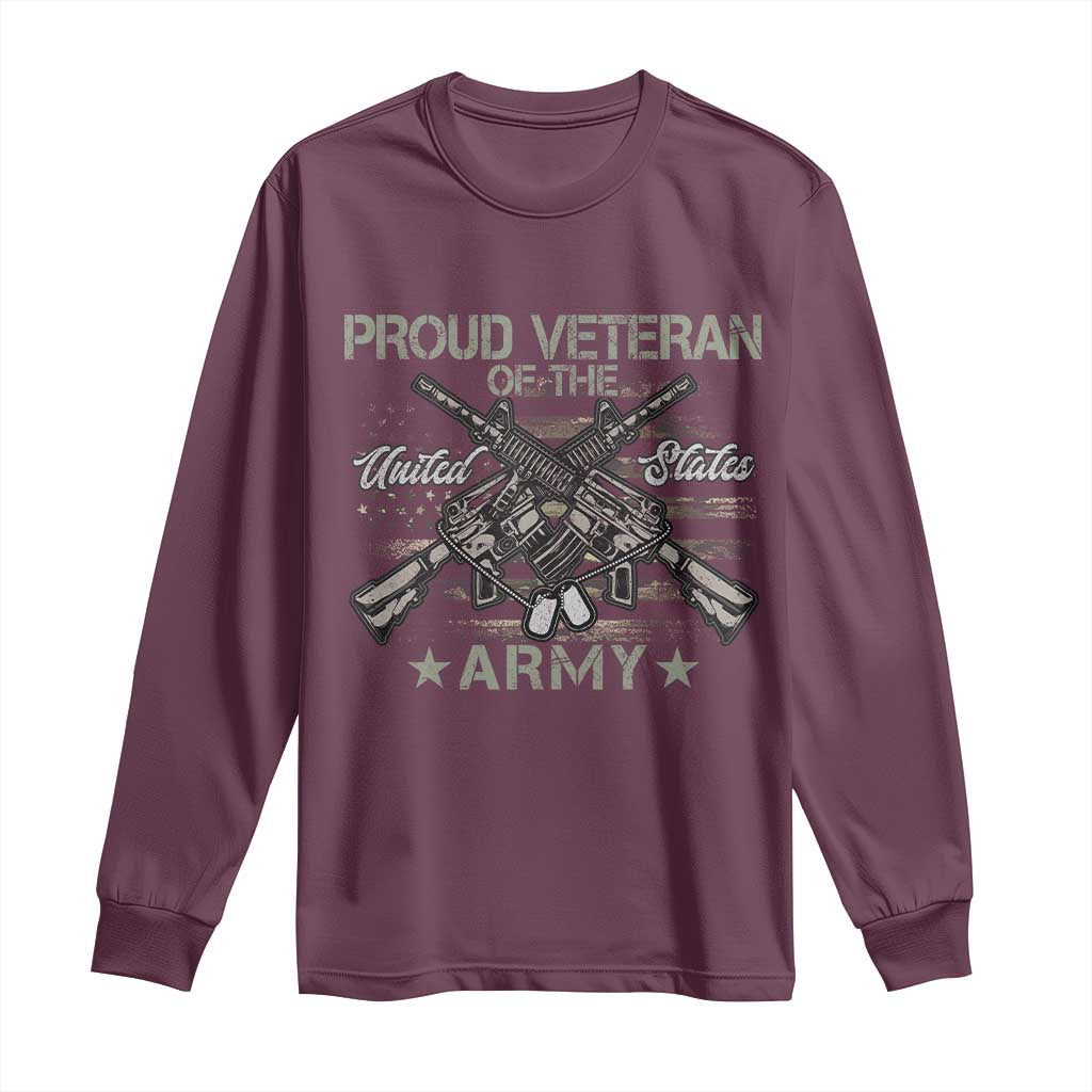 Proud Veteran Of The United States Army Long Sleeve Shirt USA Flag Camouflage - Wonder Print Shop