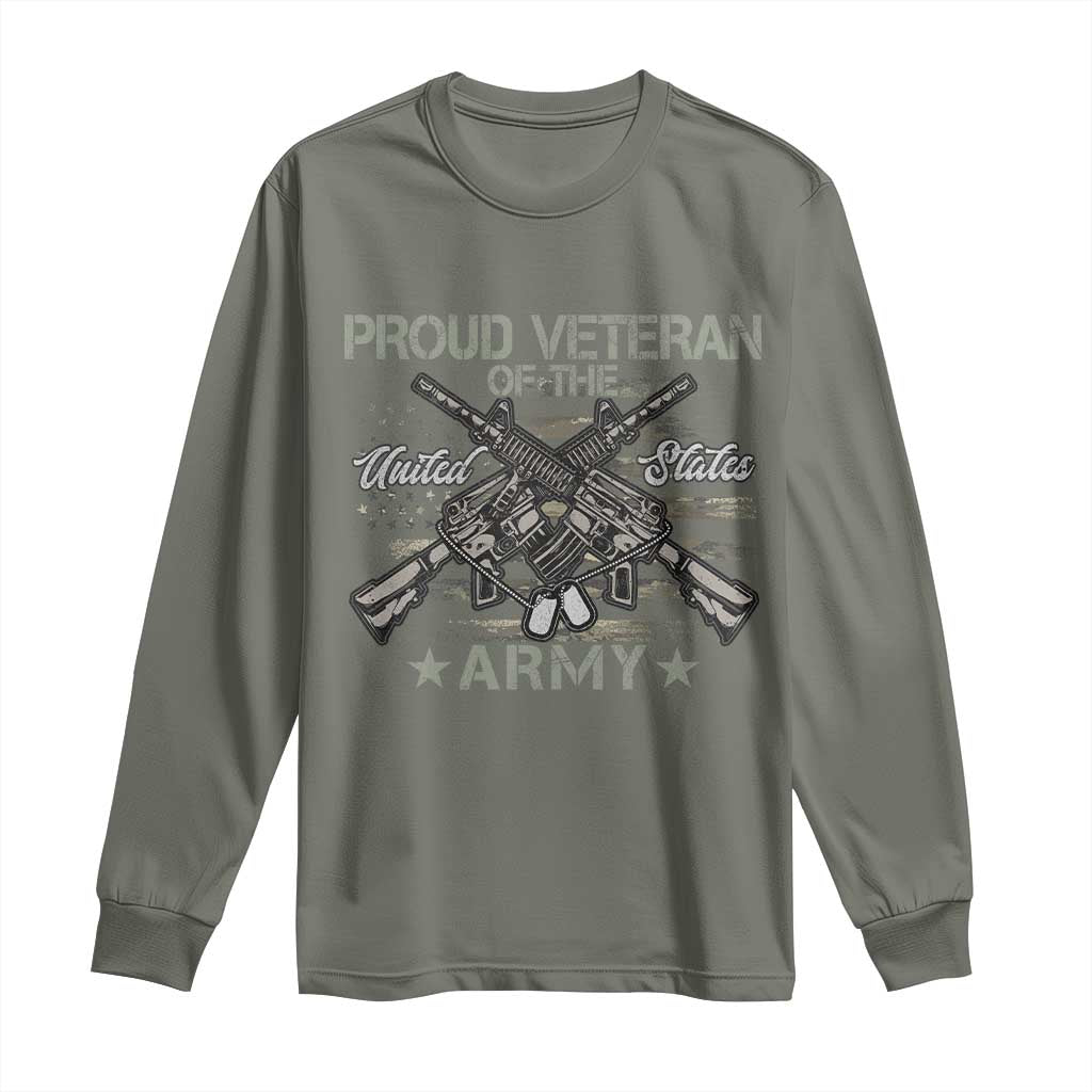 Proud Veteran Of The United States Army Long Sleeve Shirt USA Flag Camouflage - Wonder Print Shop