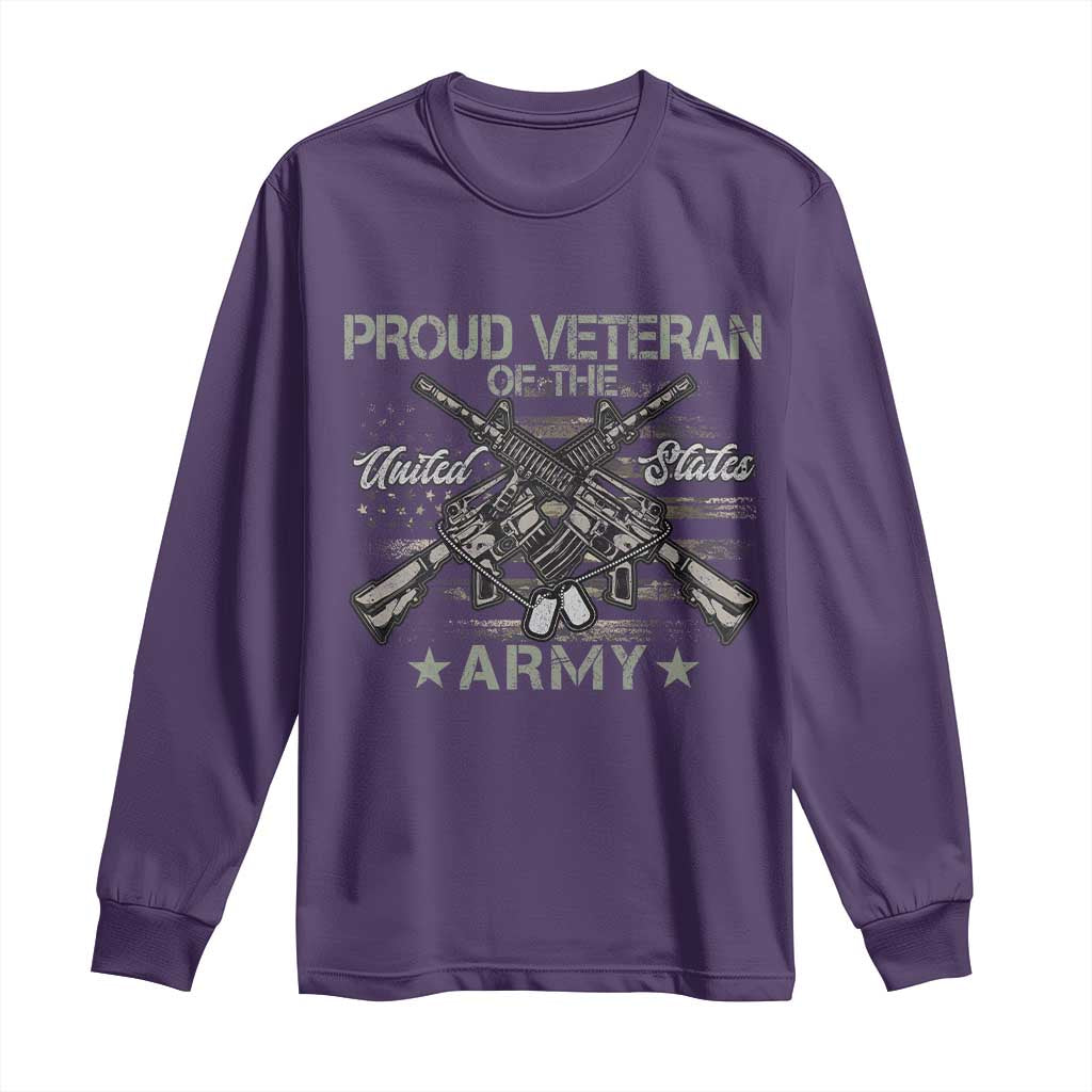 Proud Veteran Of The United States Army Long Sleeve Shirt USA Flag Camouflage - Wonder Print Shop