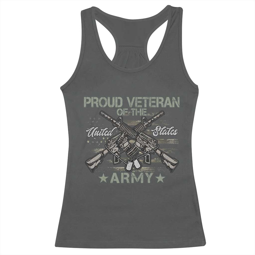 Proud Veteran Of The United States Army Racerback Tank Top USA Flag Camouflage - Wonder Print Shop