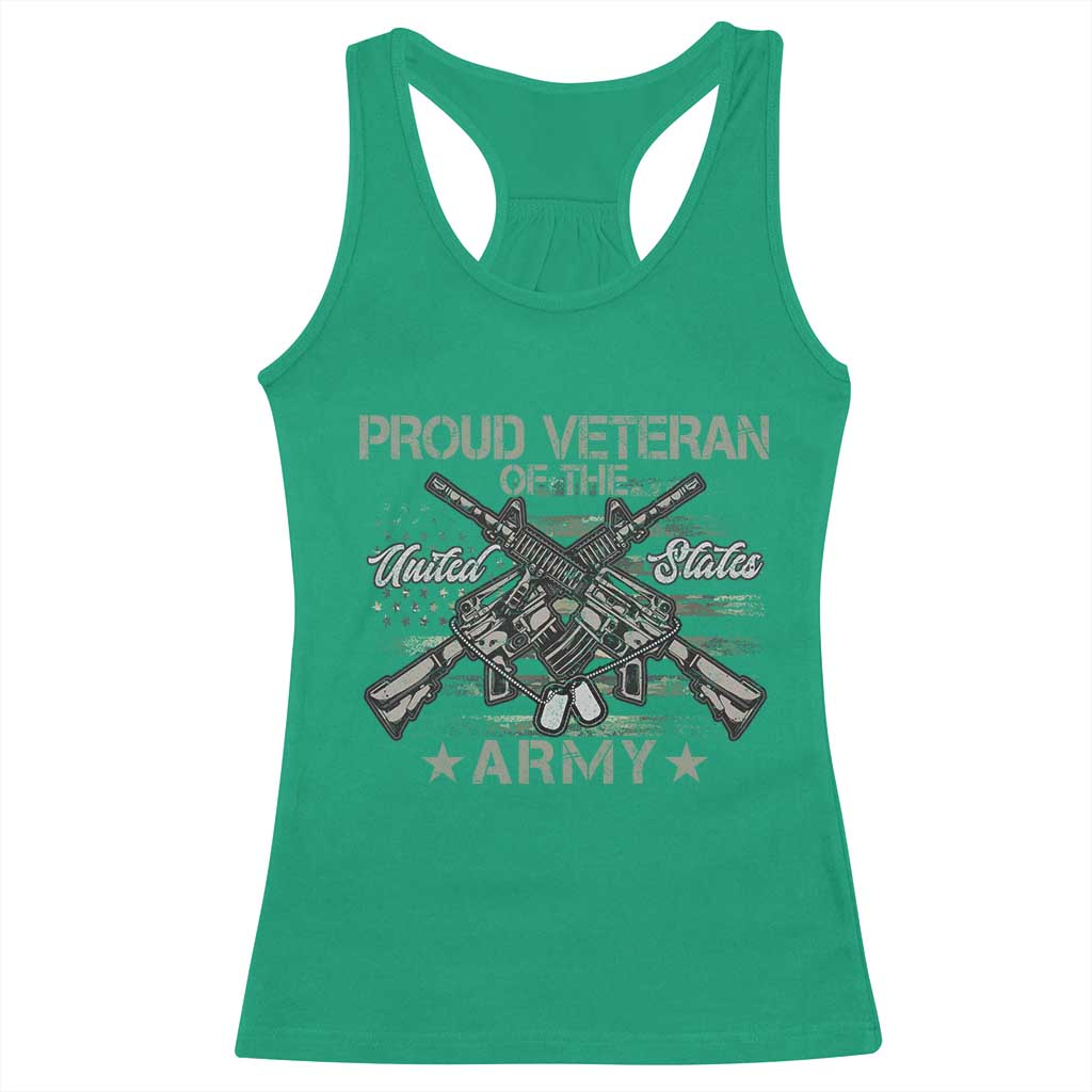 Proud Veteran Of The United States Army Racerback Tank Top USA Flag Camouflage - Wonder Print Shop