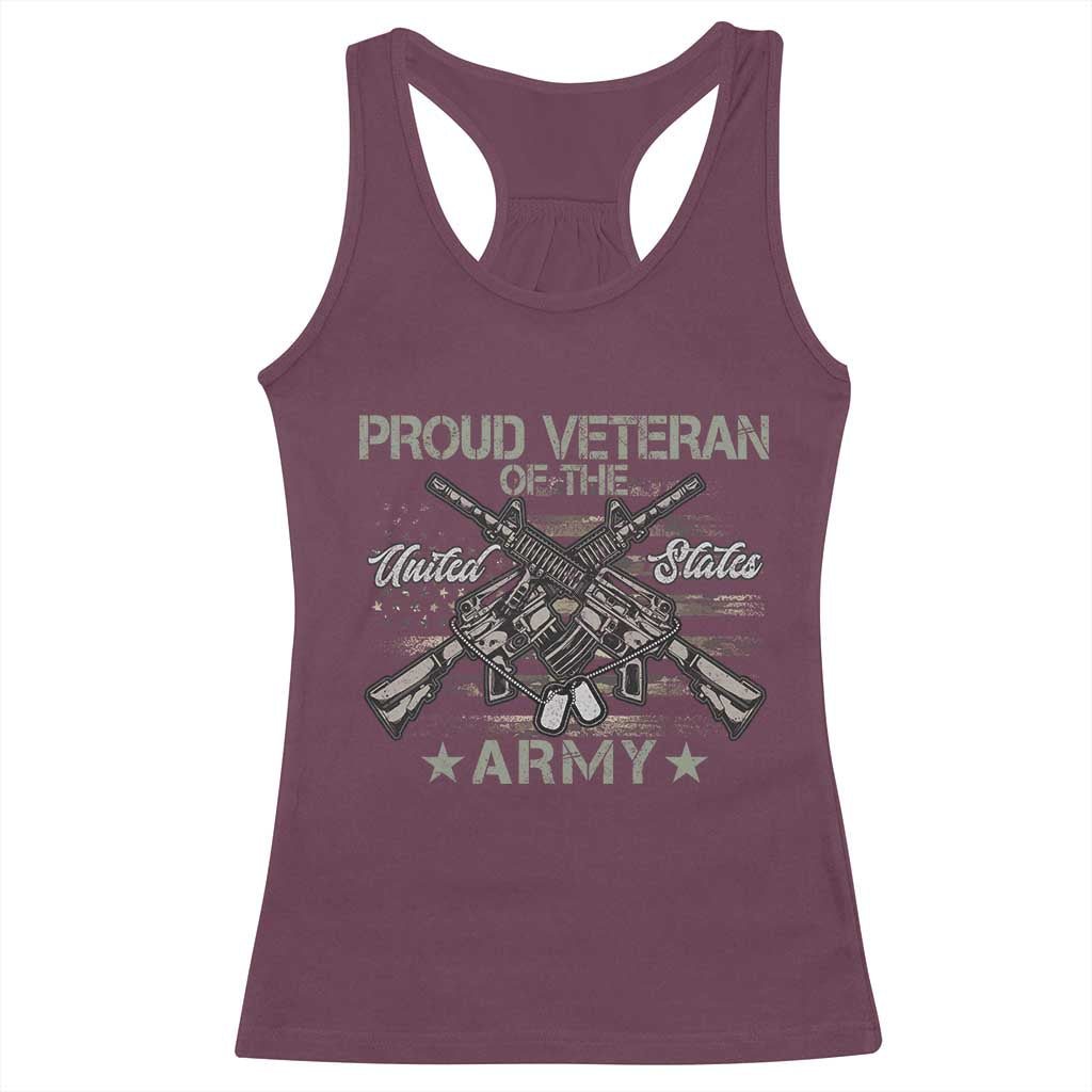 Proud Veteran Of The United States Army Racerback Tank Top USA Flag Camouflage - Wonder Print Shop