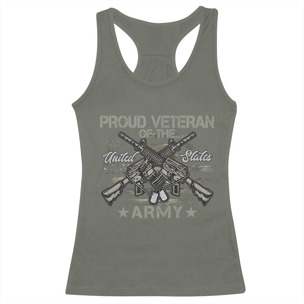 Proud Veteran Of The United States Army Racerback Tank Top USA Flag Camouflage - Wonder Print Shop