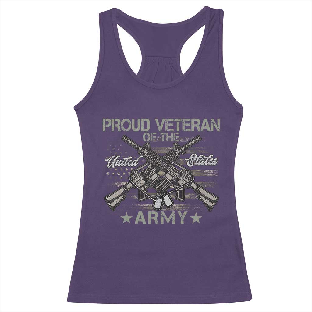Proud Veteran Of The United States Army Racerback Tank Top USA Flag Camouflage - Wonder Print Shop