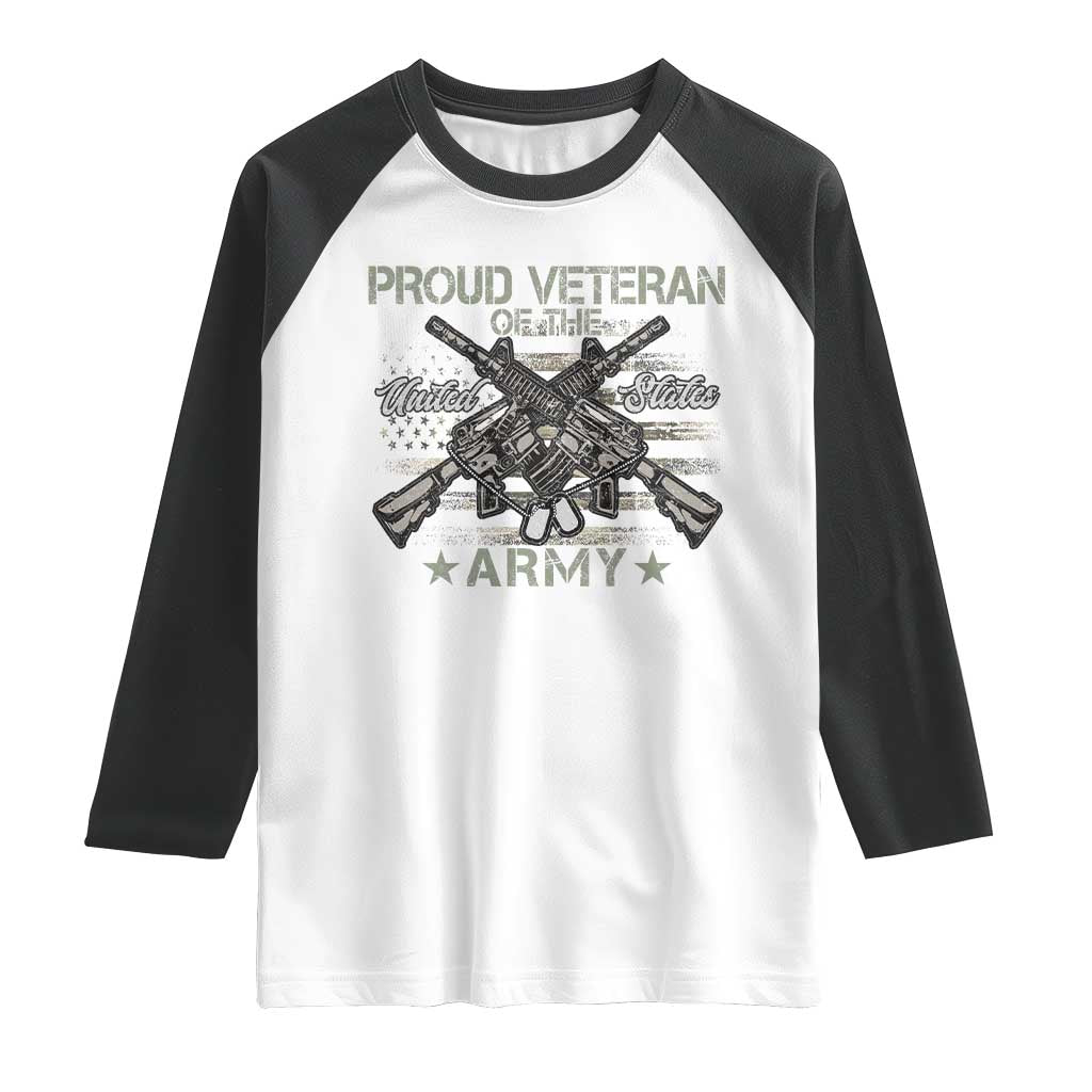 Proud Veteran Of The United States Army Raglan Shirt USA Flag Camouflage - Wonder Print Shop