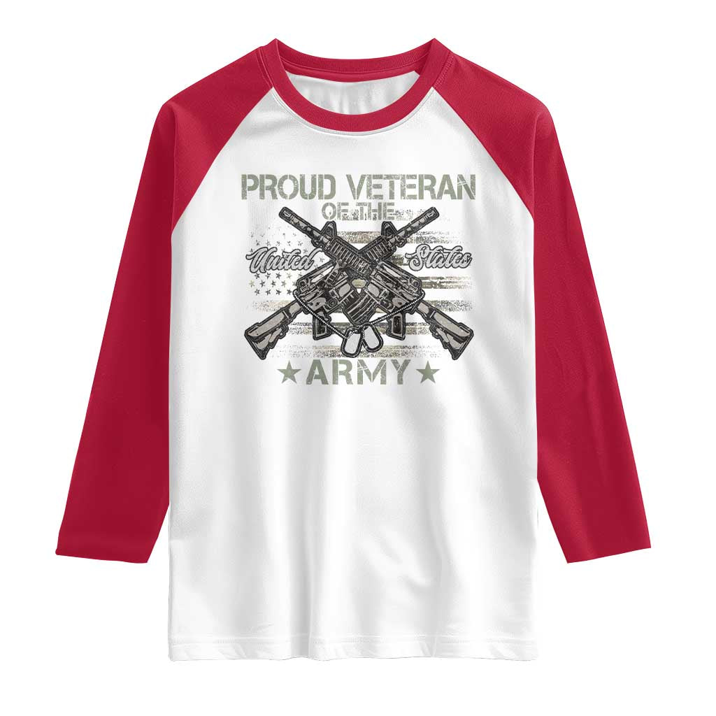Proud Veteran Of The United States Army Raglan Shirt USA Flag Camouflage - Wonder Print Shop