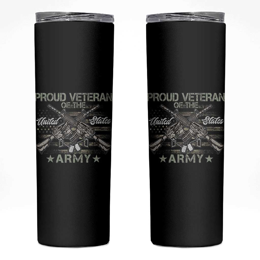 Proud Veteran Of The United States Army Skinny Tumbler USA Flag Camouflage - Wonder Print Shop