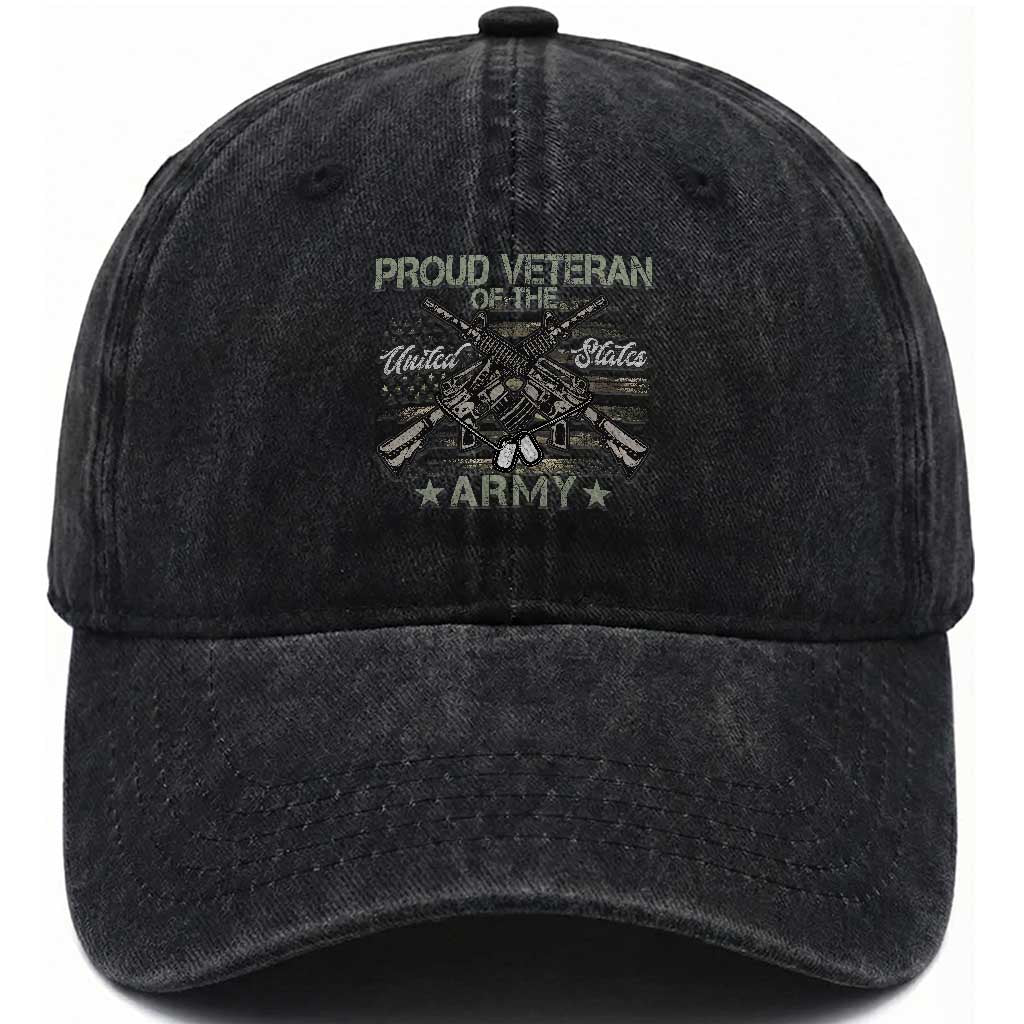 Proud Veteran Of The United States Army Washed Cotton Baseball Cap USA Flag Camouflage