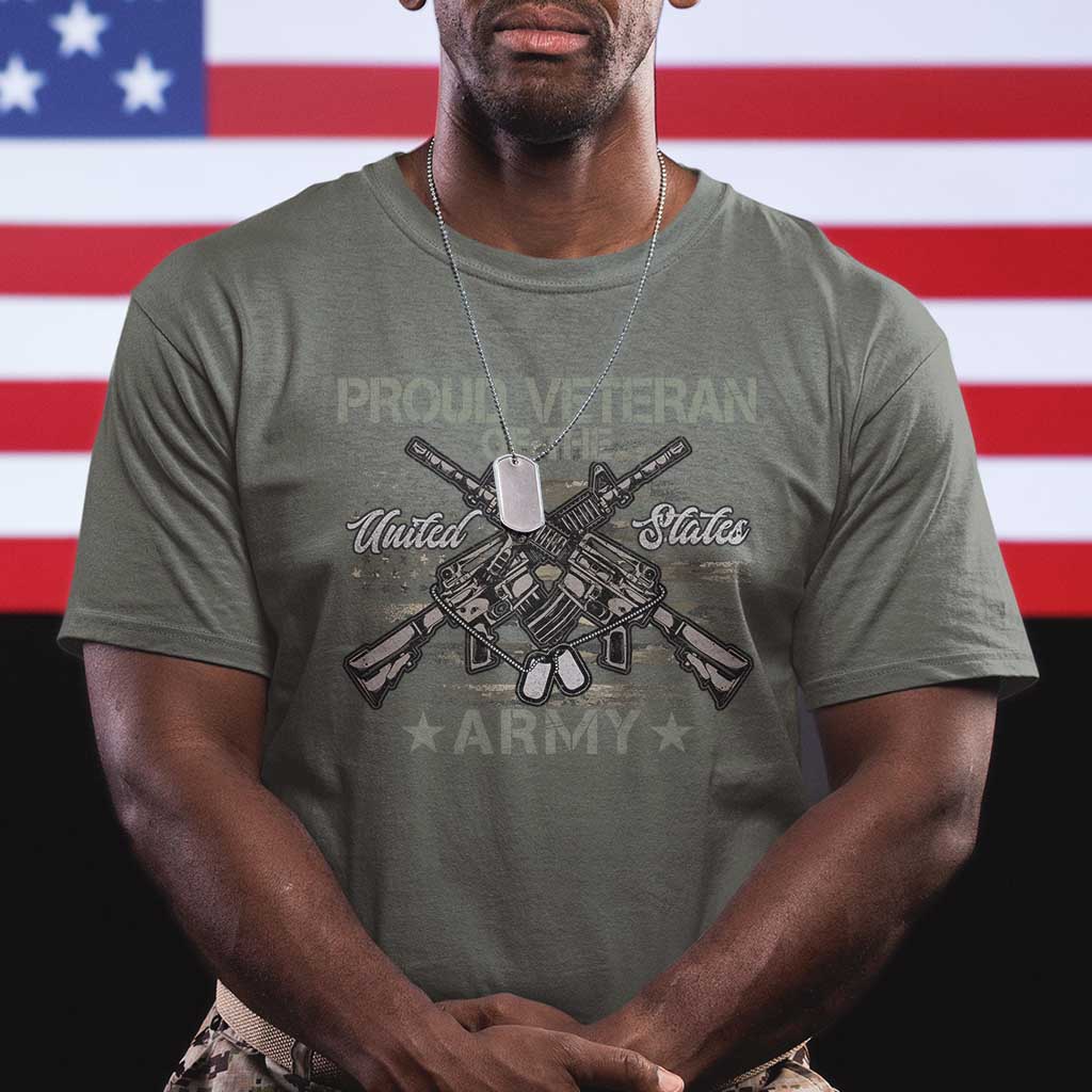 Proud Veteran Of The United States Army T Shirt USA Flag Camouflage - Wonder Print Shop