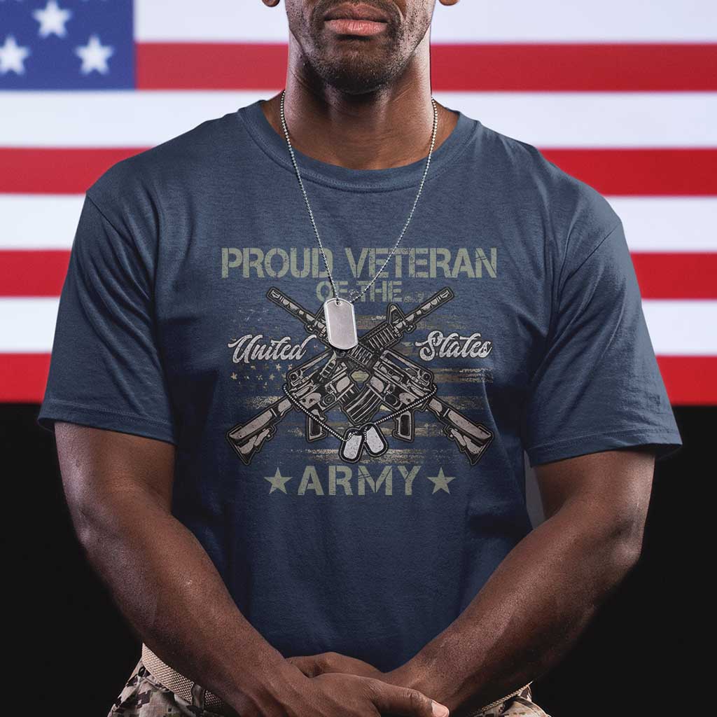 Proud Veteran Of The United States Army T Shirt USA Flag Camouflage - Wonder Print Shop