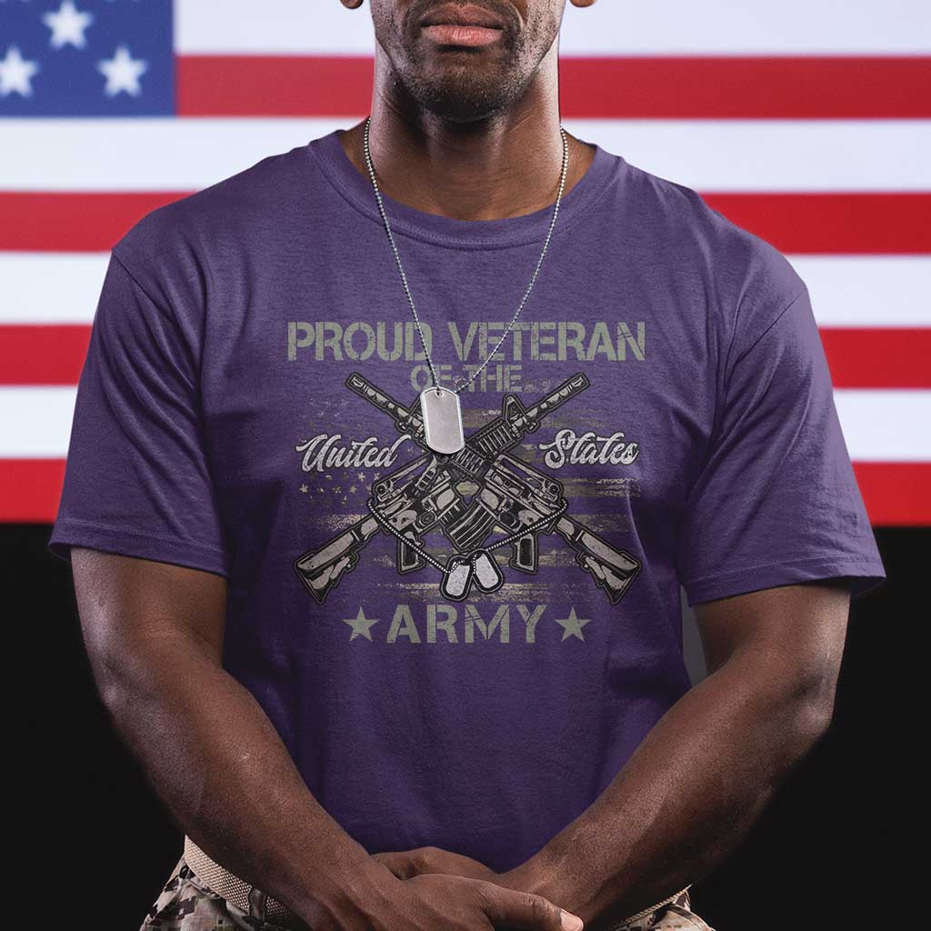Proud Veteran Of The United States Army T Shirt USA Flag Camouflage - Wonder Print Shop