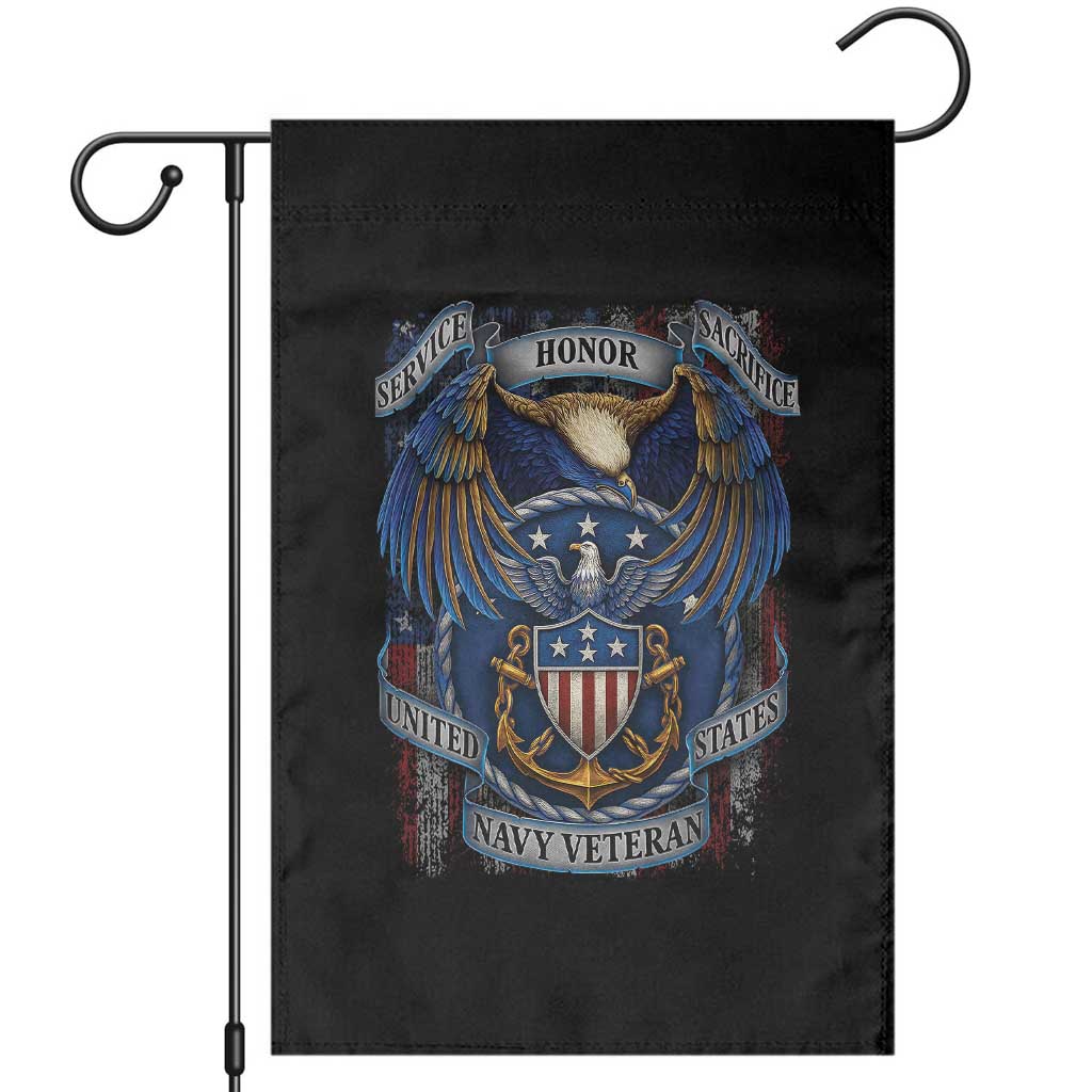 US Navy Veteran Service Honor Sacrifice Garden Flag Vintage Bald Eagle American Flag Anchor - Wonder Print Shop