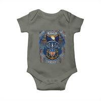 US Navy Veteran Service Honor Sacrifice Baby Onesie Vintage Bald Eagle American Flag Anchor - Wonder Print Shop
