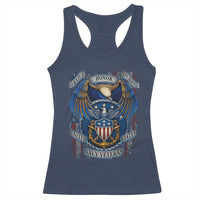 US Navy Veteran Service Honor Sacrifice Racerback Tank Top Vintage Bald Eagle American Flag Anchor - Wonder Print Shop