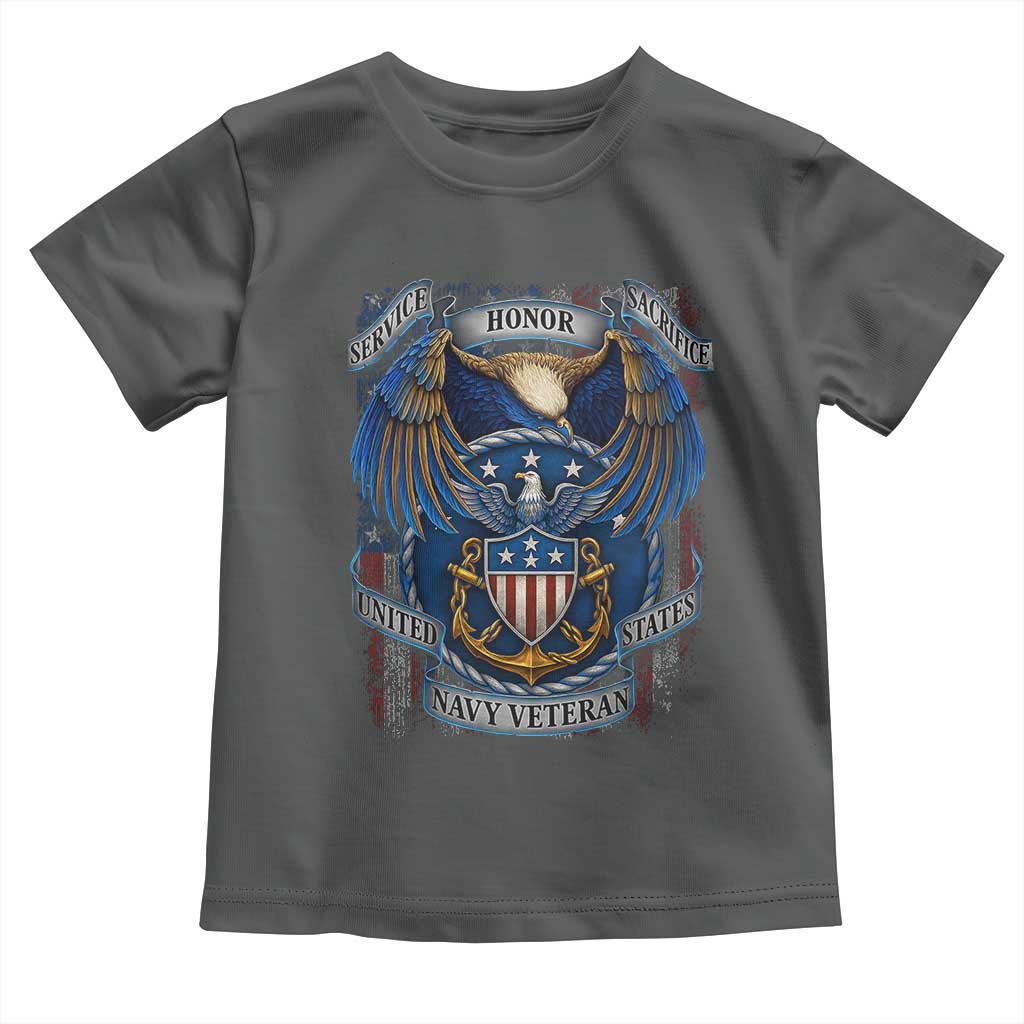 US Navy Veteran Service Honor Sacrifice Toddler T Shirt Vintage Bald Eagle American Flag Anchor - Wonder Print Shop