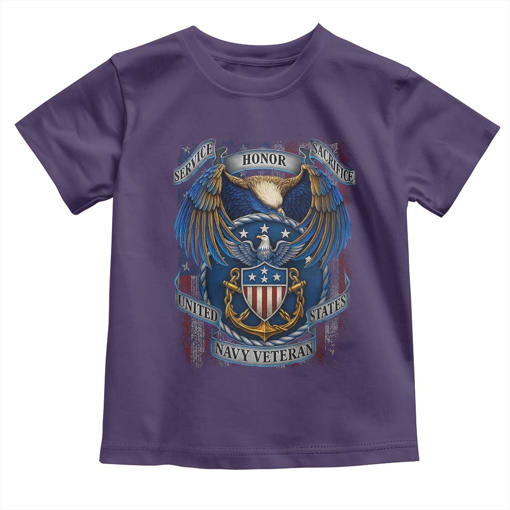 US Navy Veteran Service Honor Sacrifice Toddler T Shirt Vintage Bald Eagle American Flag Anchor - Wonder Print Shop