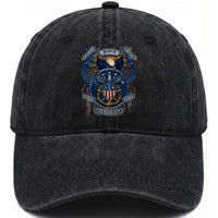 US Navy Veteran Service Honor Sacrifice Washed Cotton Baseball Cap Vintage Bald Eagle American Flag Anchor