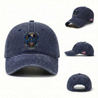 US Navy Veteran Service Honor Sacrifice Washed Cotton Baseball Cap Vintage Bald Eagle American Flag Anchor