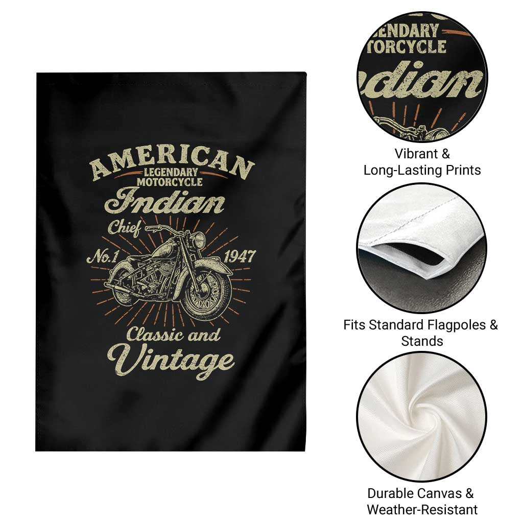 American Legendary Motorcycle Indian Chief Garden Flag Classic And Vintage Bikers Club - Wonder Print Shop
