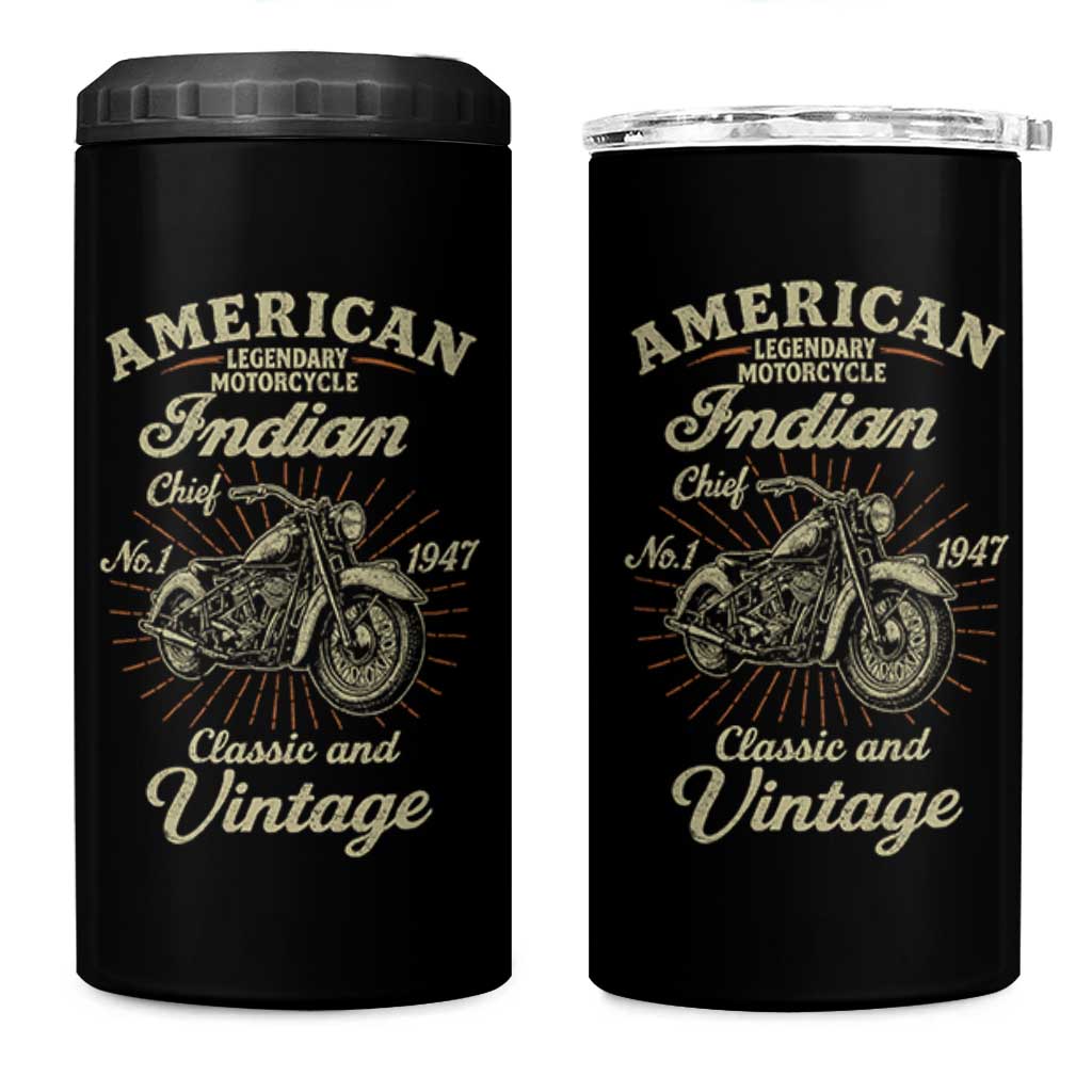 American Legendary Motorcycle Indian Chief 4 in 1 Can Cooler Tumbler Classic And Vintage Bikers Club - Wonder Print Shop