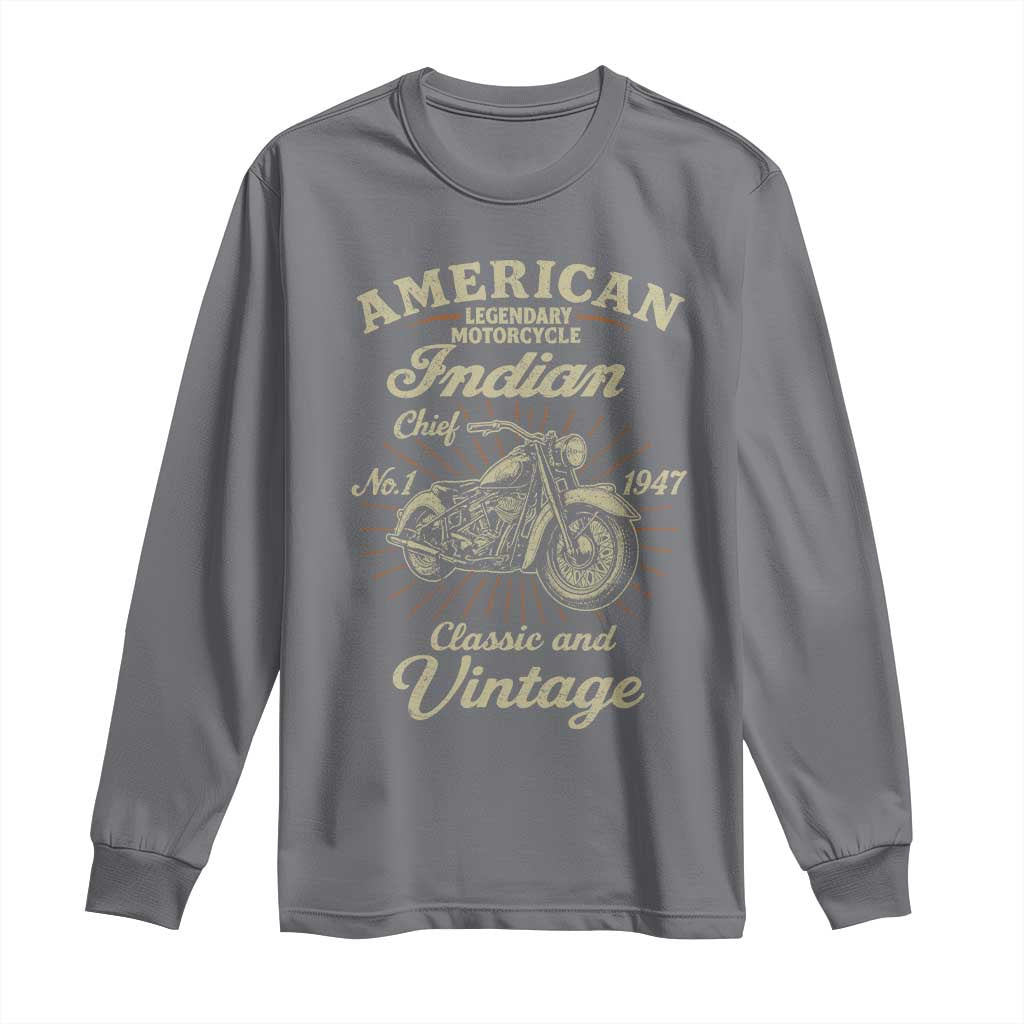 American Legendary Motorcycle Indian Chief Long Sleeve Shirt Classic And Vintage Bikers Club - Wonder Print Shop