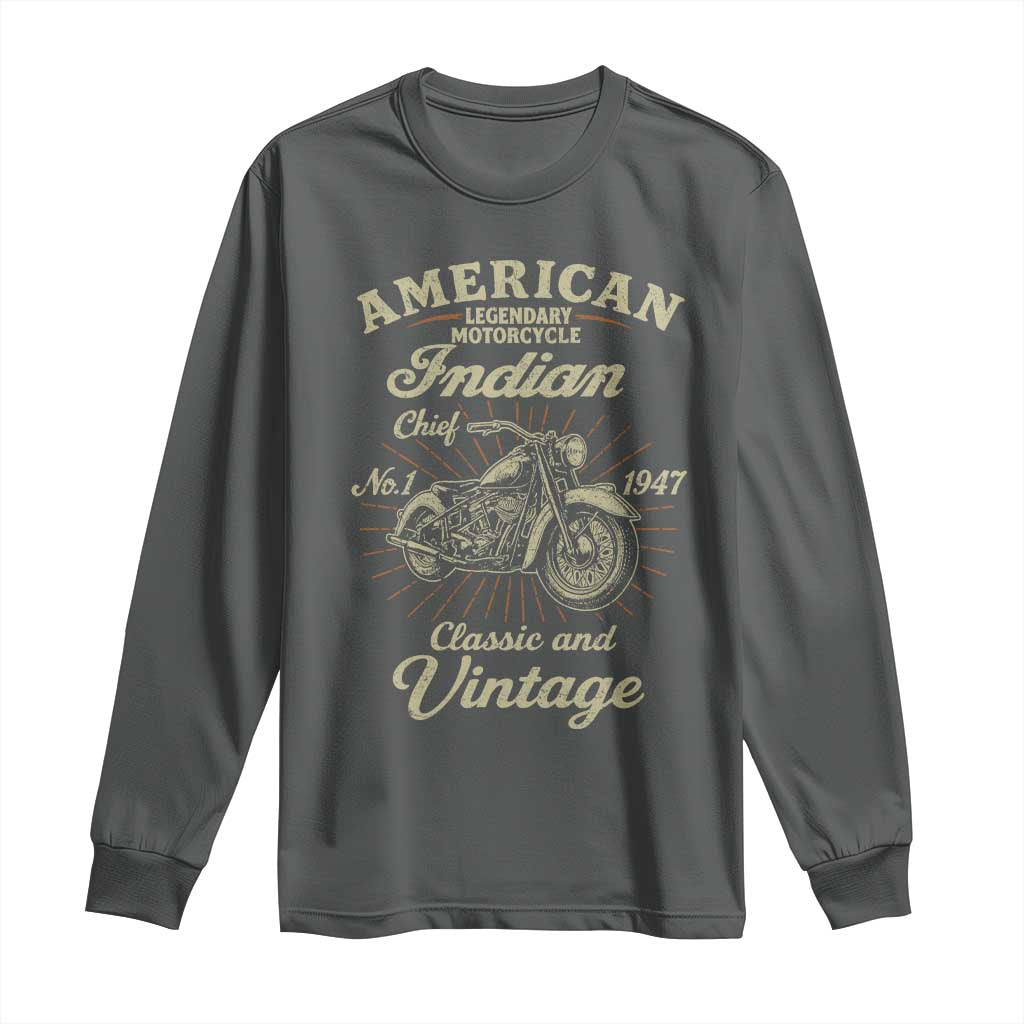 American Legendary Motorcycle Indian Chief Long Sleeve Shirt Classic And Vintage Bikers Club - Wonder Print Shop