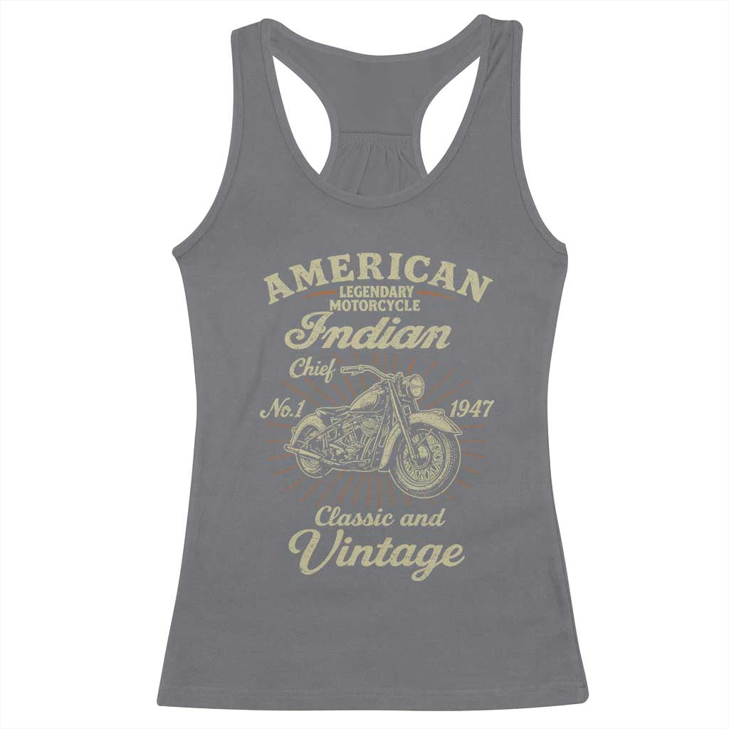 American Legendary Motorcycle Indian Chief Racerback Tank Top Classic And Vintage Bikers Club - Wonder Print Shop