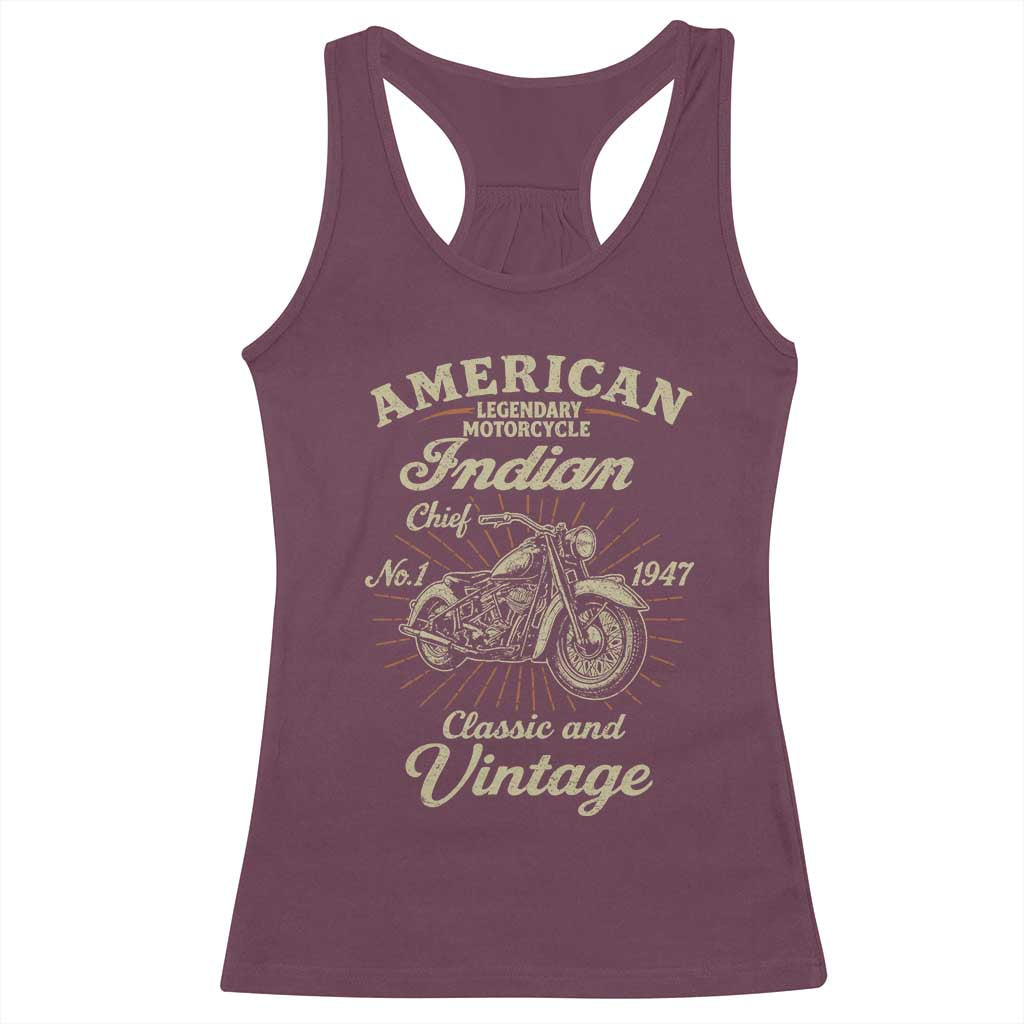 American Legendary Motorcycle Indian Chief Racerback Tank Top Classic And Vintage Bikers Club - Wonder Print Shop