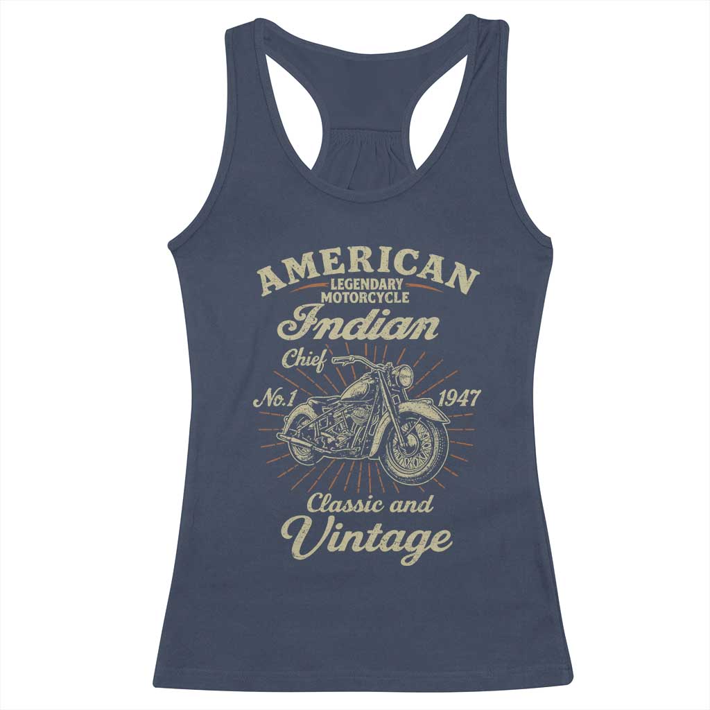 American Legendary Motorcycle Indian Chief Racerback Tank Top Classic And Vintage Bikers Club - Wonder Print Shop