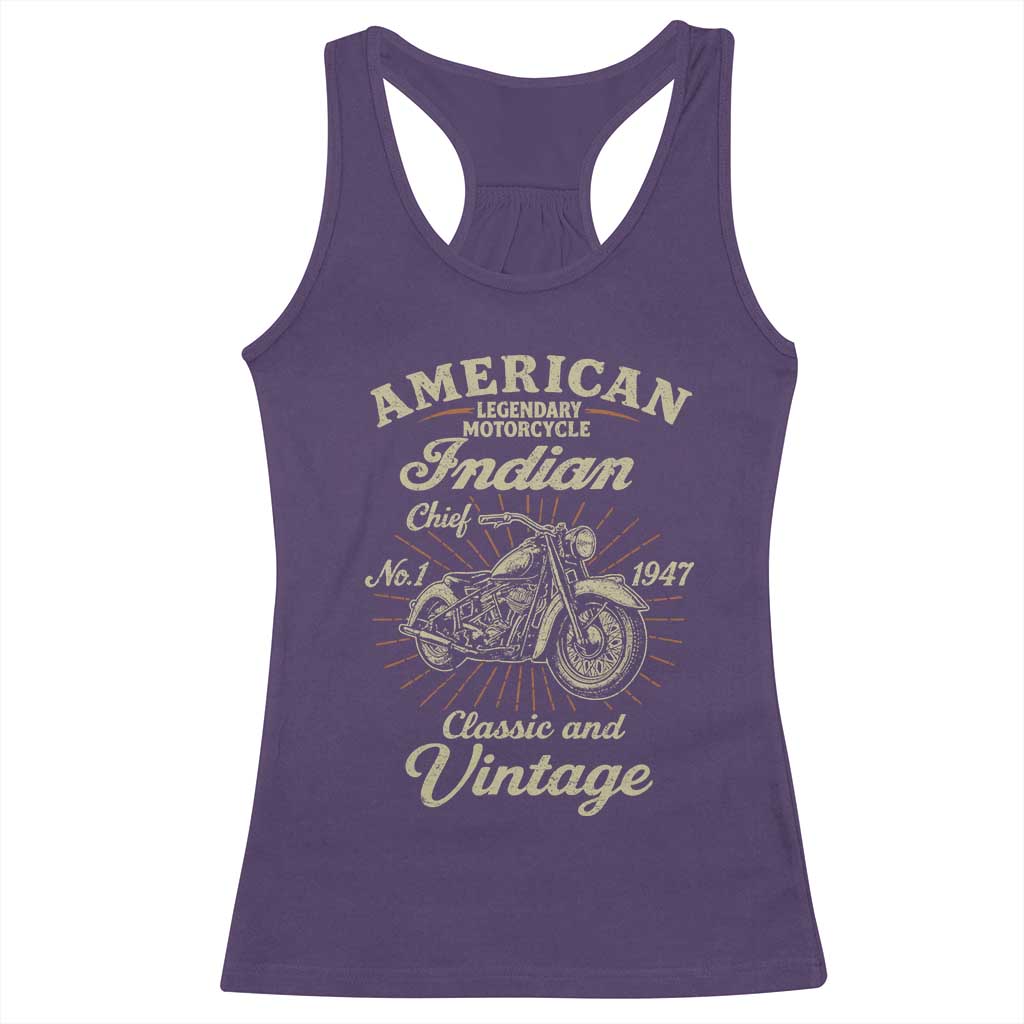 American Legendary Motorcycle Indian Chief Racerback Tank Top Classic And Vintage Bikers Club - Wonder Print Shop