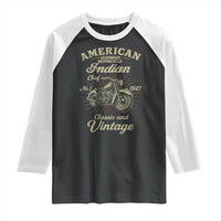 American Legendary Motorcycle Indian Chief Raglan Shirt Classic And Vintage Bikers Club - Wonder Print Shop