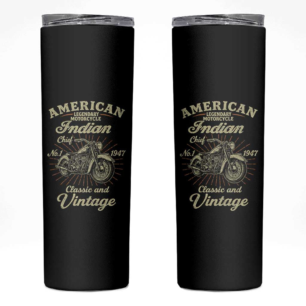 American Legendary Motorcycle Indian Chief Skinny Tumbler Classic And Vintage Bikers Club - Wonder Print Shop