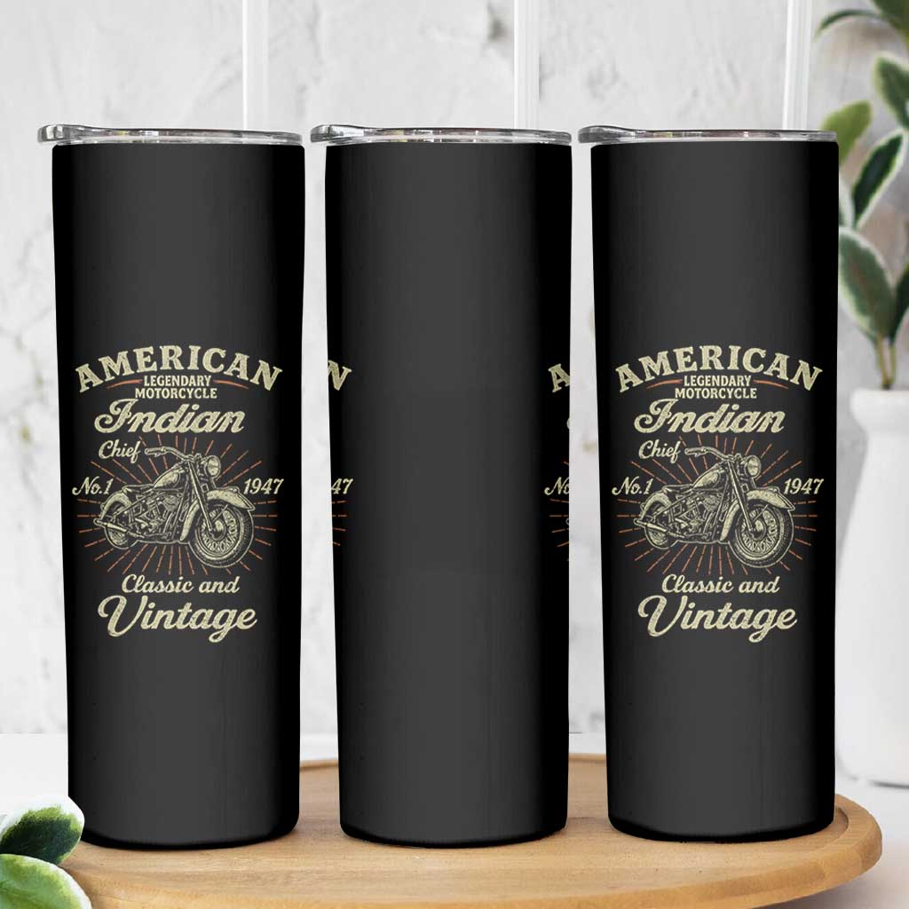 American Legendary Motorcycle Indian Chief Skinny Tumbler Classic And Vintage Bikers Club - Wonder Print Shop
