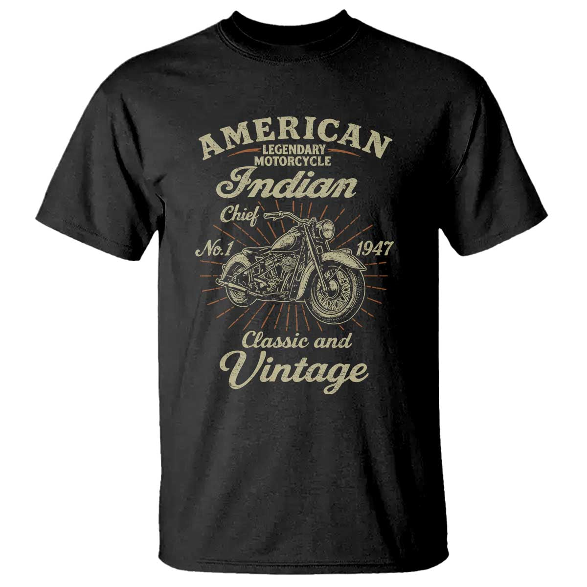 American Legendary Motorcycle Indian Chief T Shirt Classic And Vintage Bikers Club - Wonder Print Shop