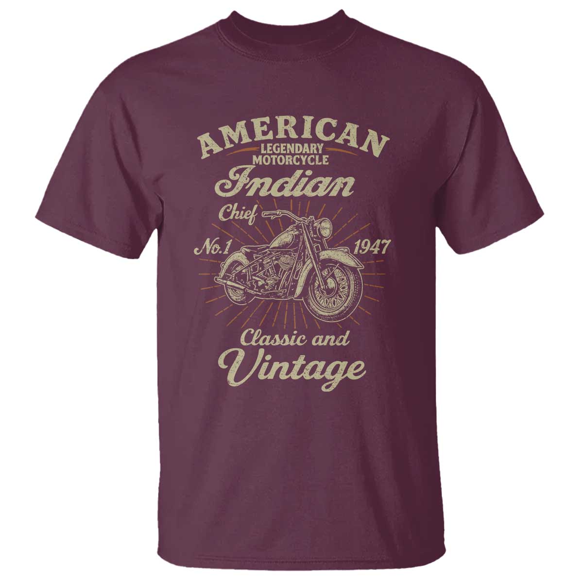 American Legendary Motorcycle Indian Chief T Shirt Classic And Vintage Bikers Club - Wonder Print Shop