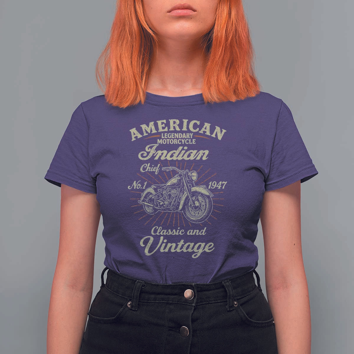American Legendary Motorcycle Indian Chief T Shirt For Women Classic And Vintage Bikers Club - Wonder Print Shop