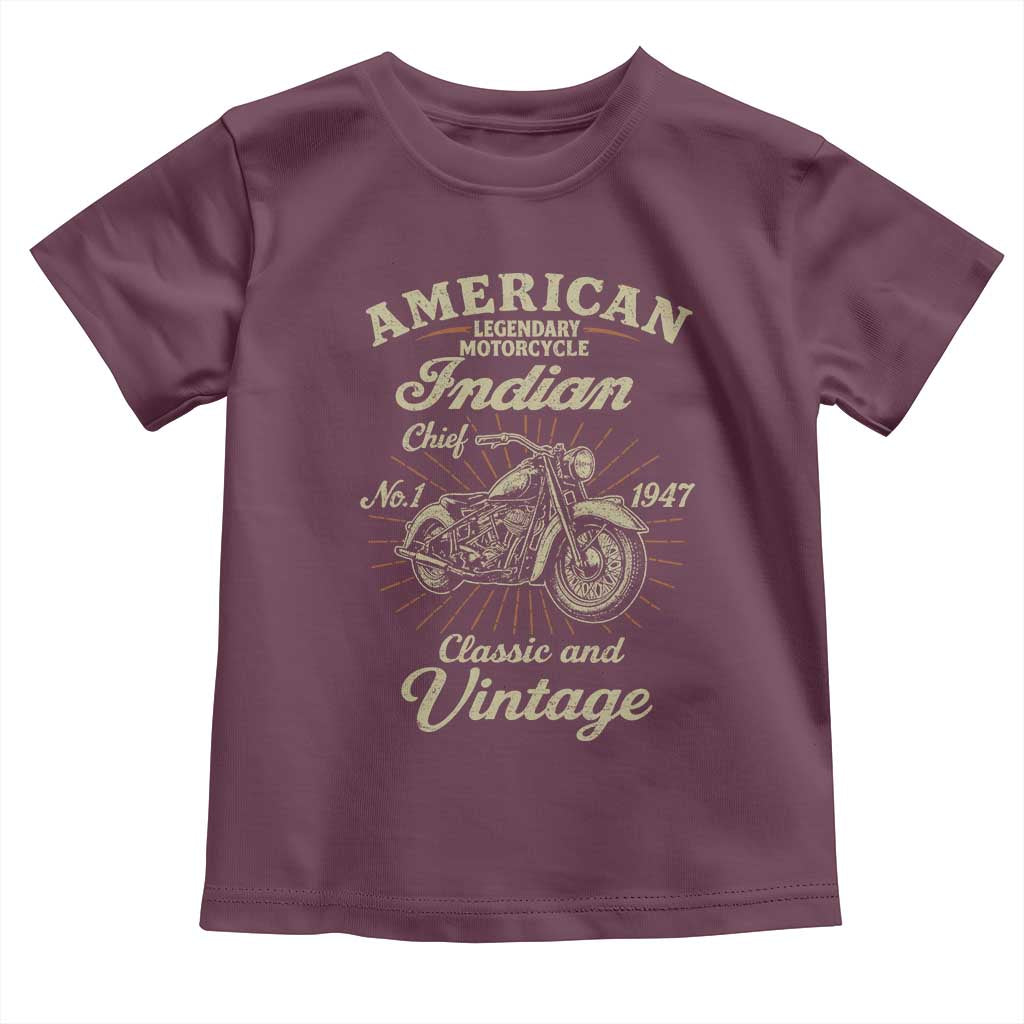 American Legendary Motorcycle Indian Chief Toddler T Shirt Classic And Vintage Bikers Club - Wonder Print Shop