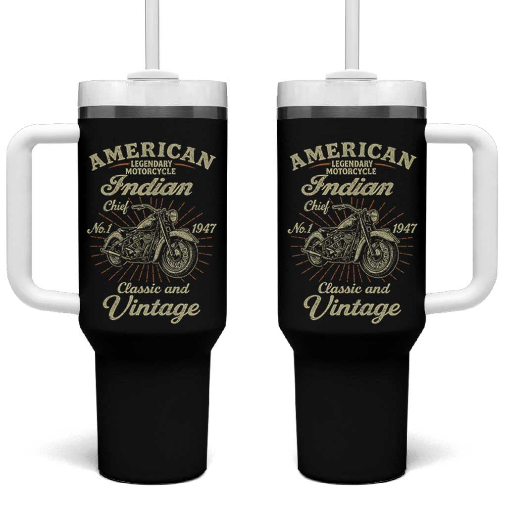 American Legendary Motorcycle Indian Chief Tumbler With Handle Classic And Vintage Bikers Club - Wonder Print Shop