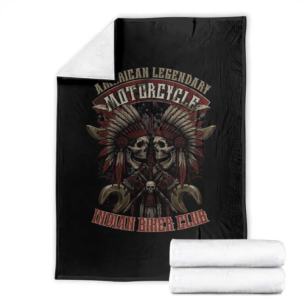 American Legendary Motorcycle Indian Biker Club Throw Blanket Vintage Native American Skull Chief - Wonder Print Shop